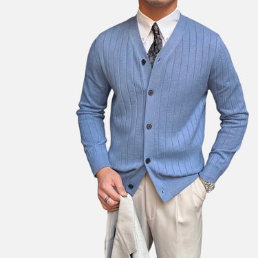 Belavyn | Men’s Wool V-Neck Cardigan #color_blue