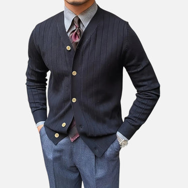 Belavyn | Men’s Wool V-Neck Cardigan #color_black