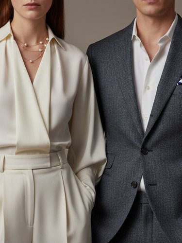 Men woman fashion showcasing the clothes clearly . Kind a close up