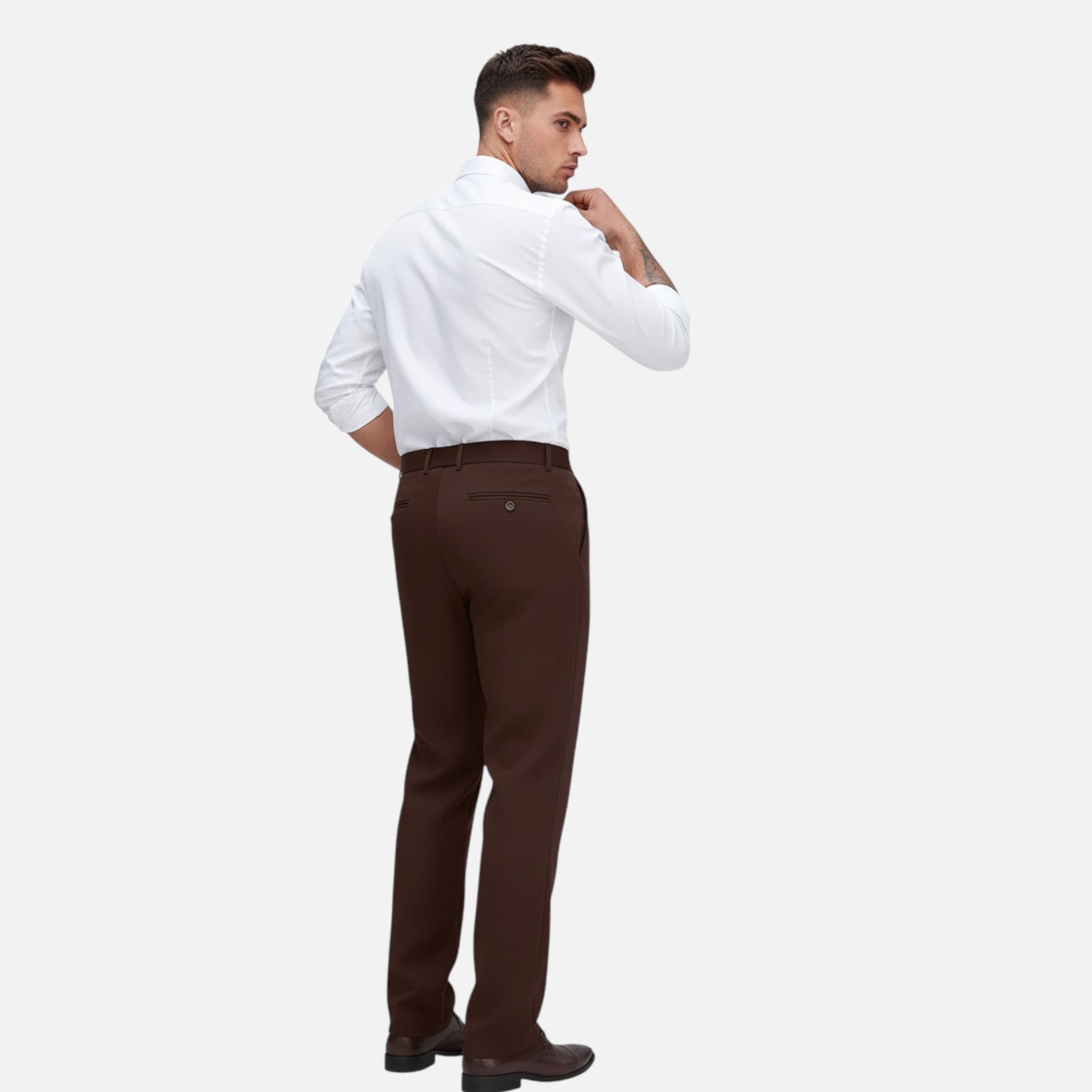 Belavyn | Men’s Heritage Straight-Leg Trousers #color_coffee