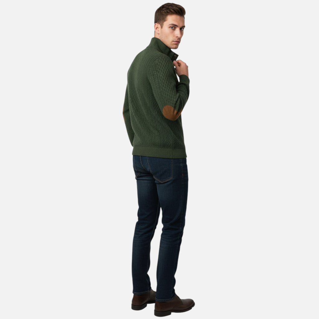 Belavyn | Menâs Cable-Knit Stand Collar Sweater