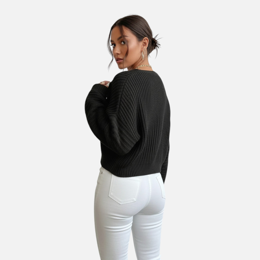 Belavyn | Womenâs Soft Pink V-Neck Knit Sweater