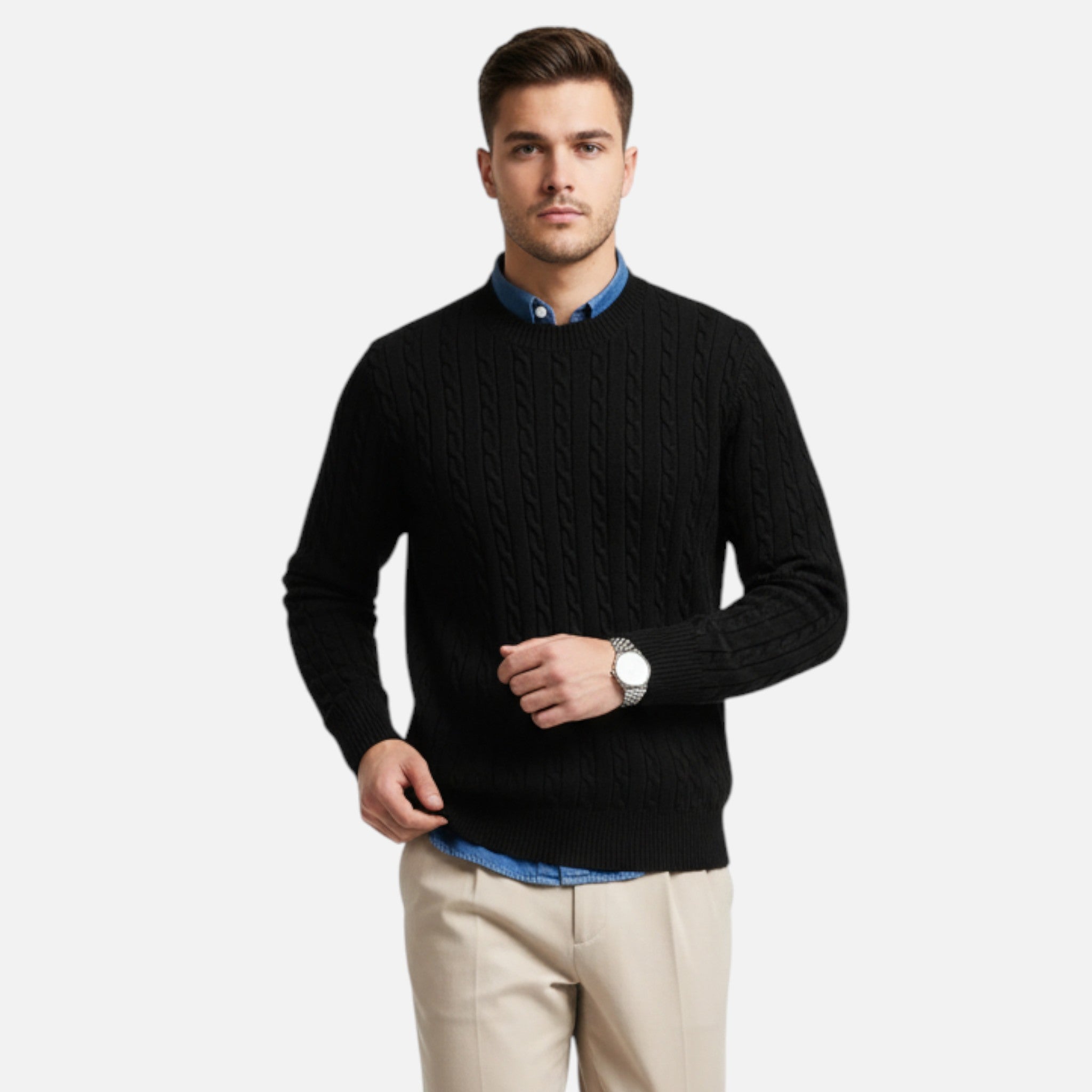 Belavyn | Menâs Cashmere-Blend Twisted Pullover Sweater