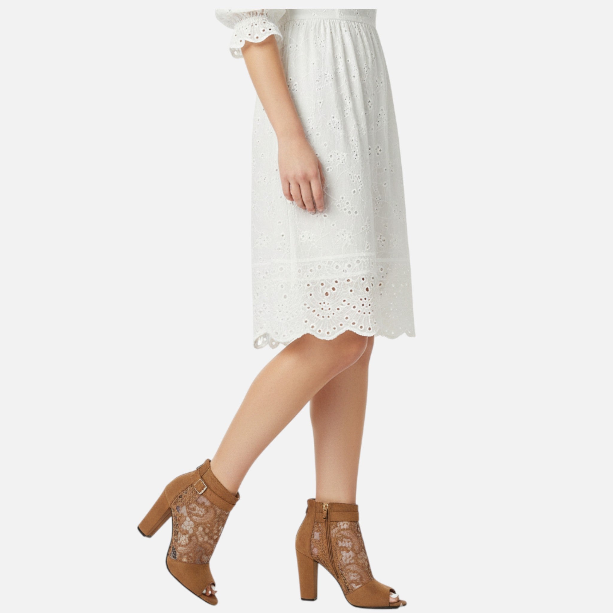 Belavyn | Womenâs Elegant Lace Mesh Heel Booties