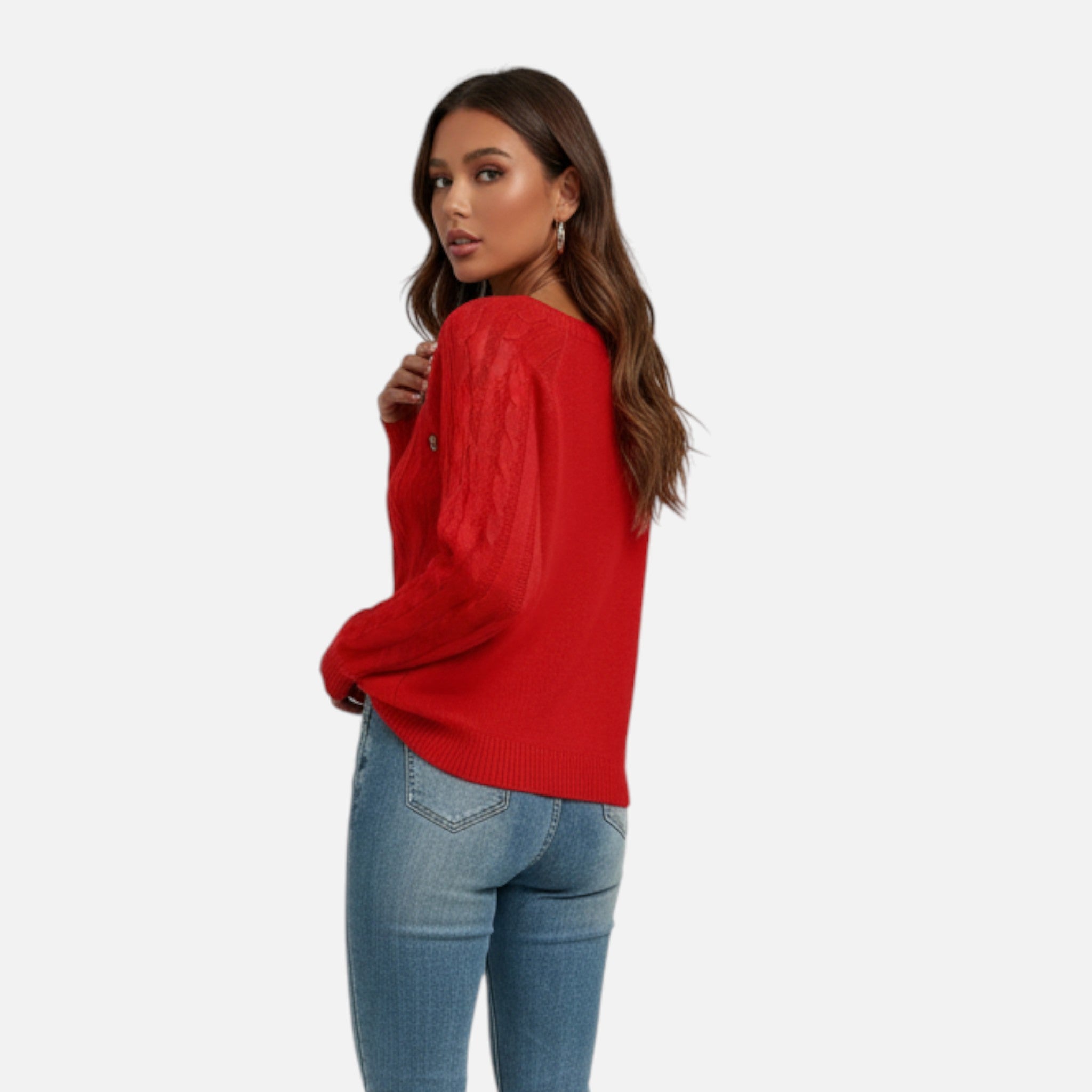 Belavynâ¯|â¯Womenâs CableâKnit LanternâSleeve Sweater