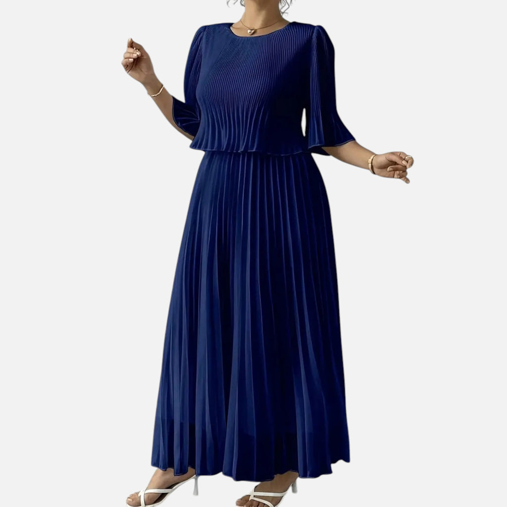 Belavyn | Womenâs Royal Blue Pleated Midi Dress