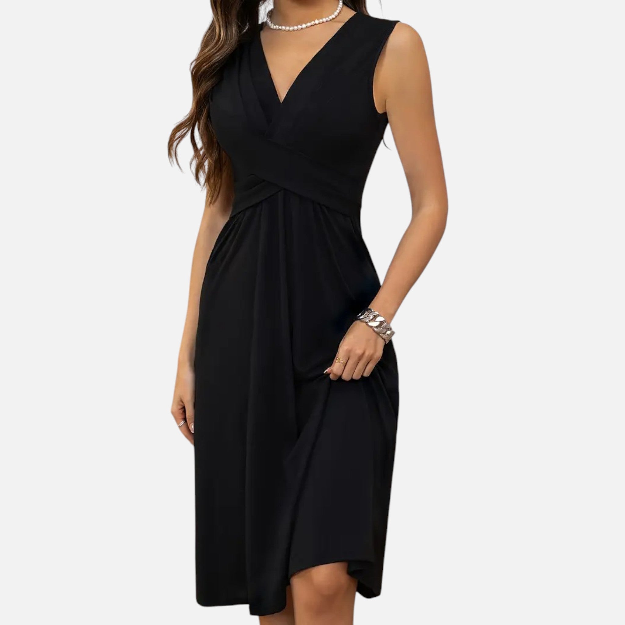 Belavyn | Womenâs Elegant V-Neck A-Line Dress