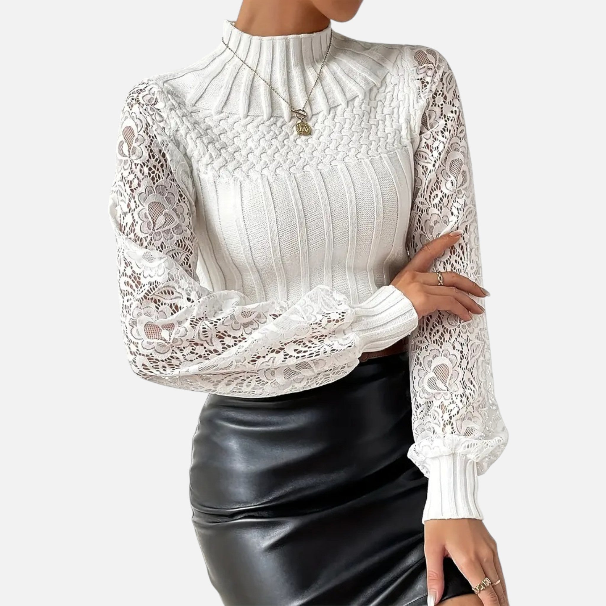 Belavyn | Womenâs GuipureâLace TurtleâNeck Sweater