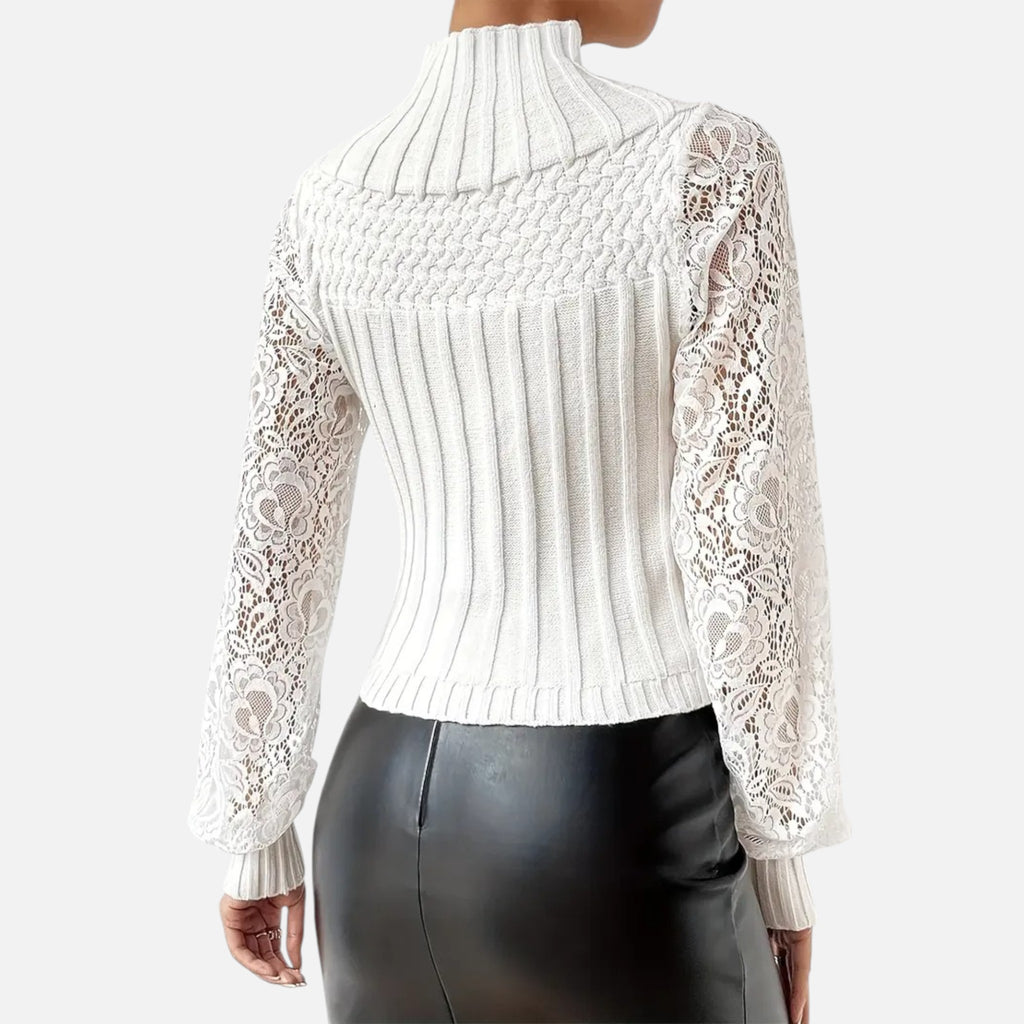Belavyn | Womenâs GuipureâLace TurtleâNeck Sweater