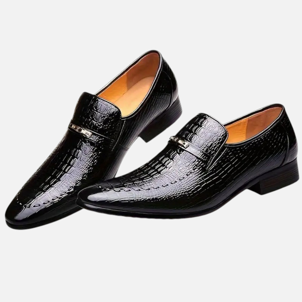 Belavyn | Menâs Crocodile-Embossed Slip-On Loafers