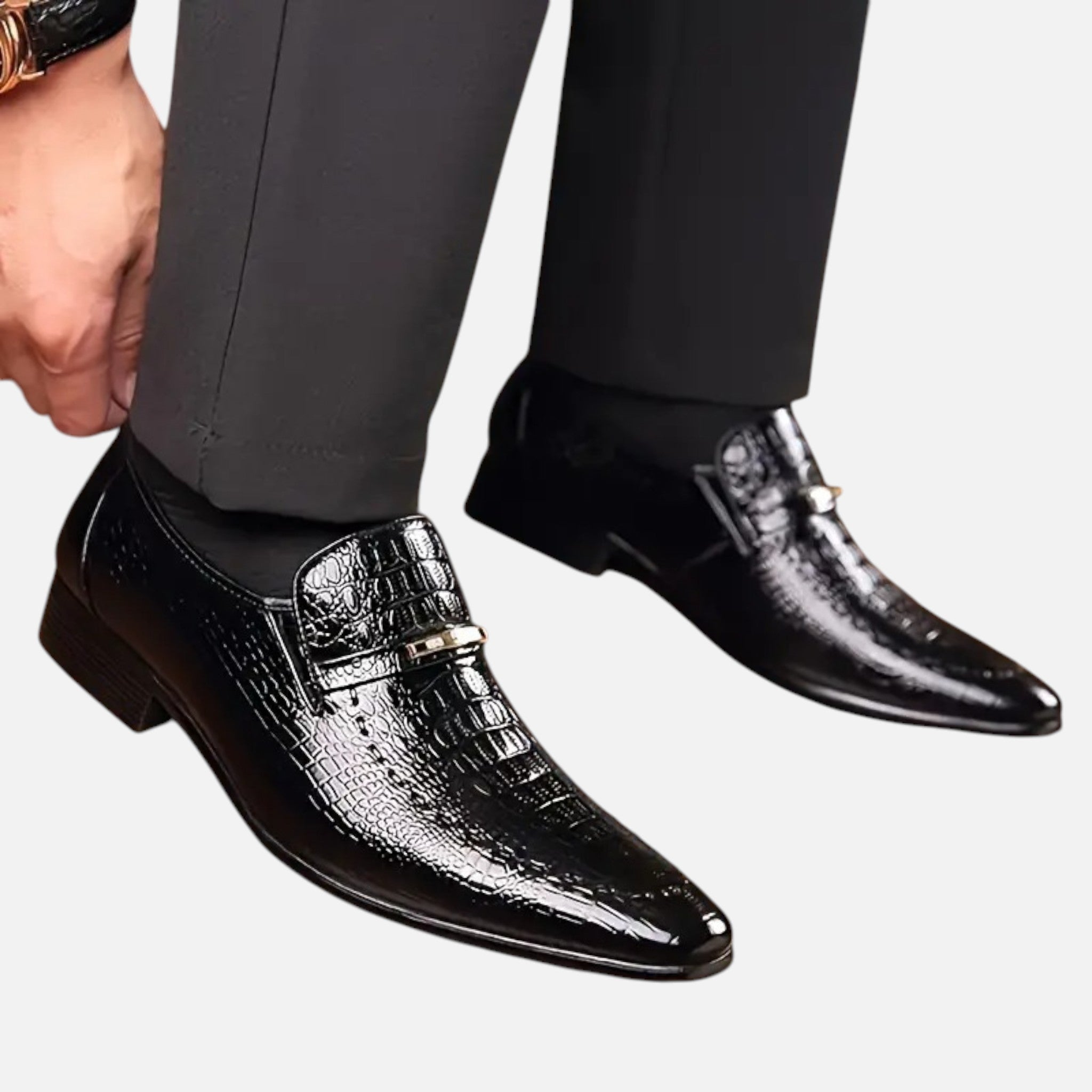 Belavyn | Menâs Crocodile-Embossed Slip-On Loafers