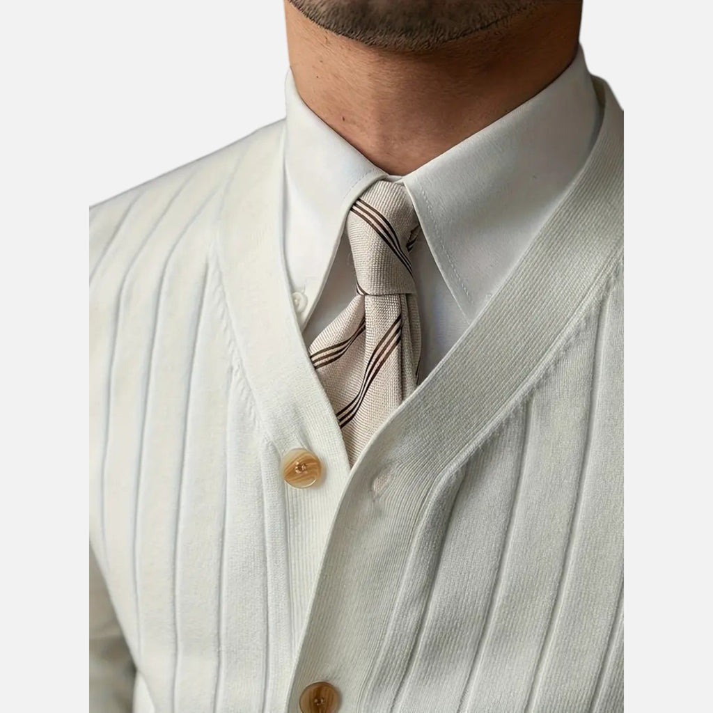Belavyn | Men’s Wool V-Neck Cardigan #color_milky