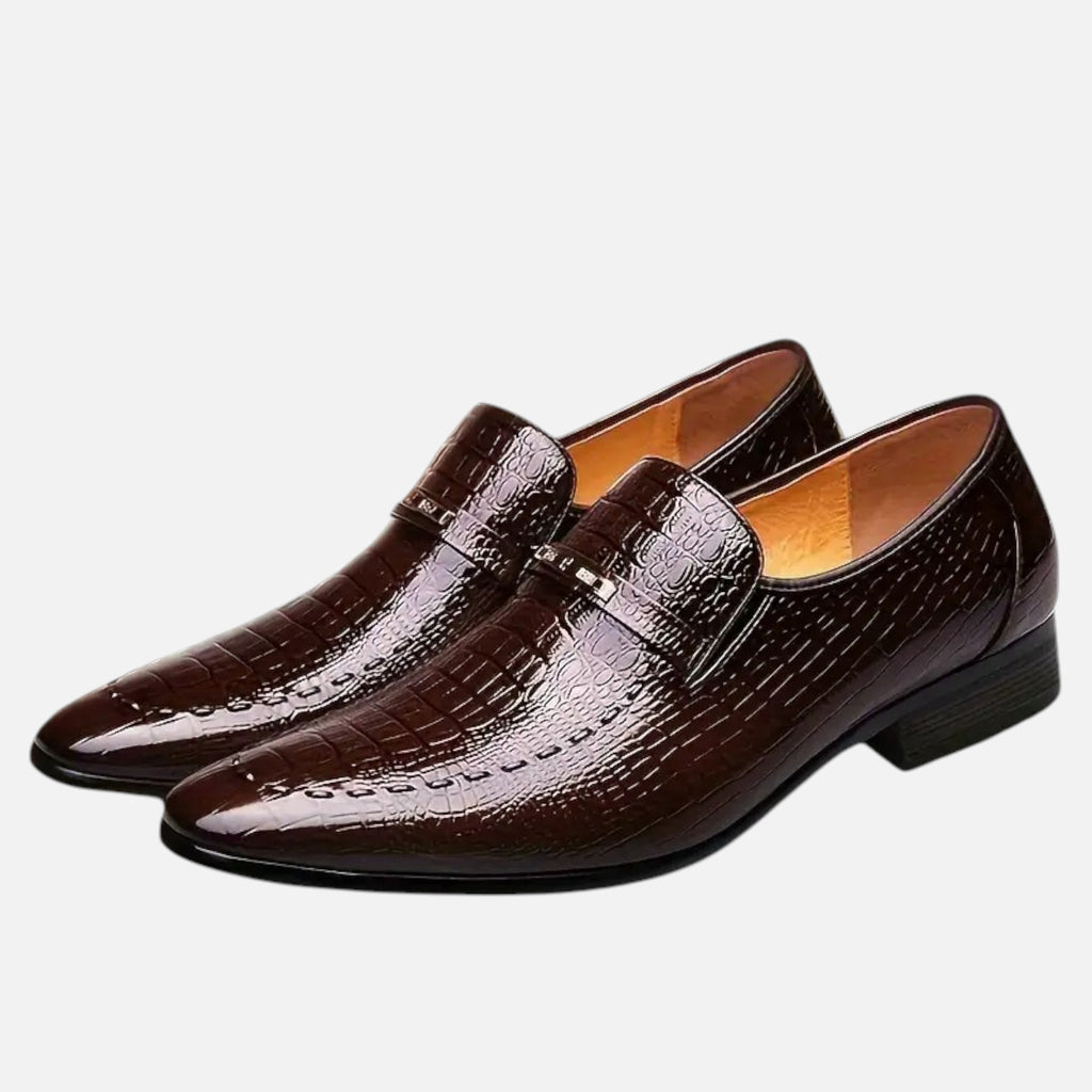 Belavyn | Menâs Crocodile-Embossed Slip-On Loafers