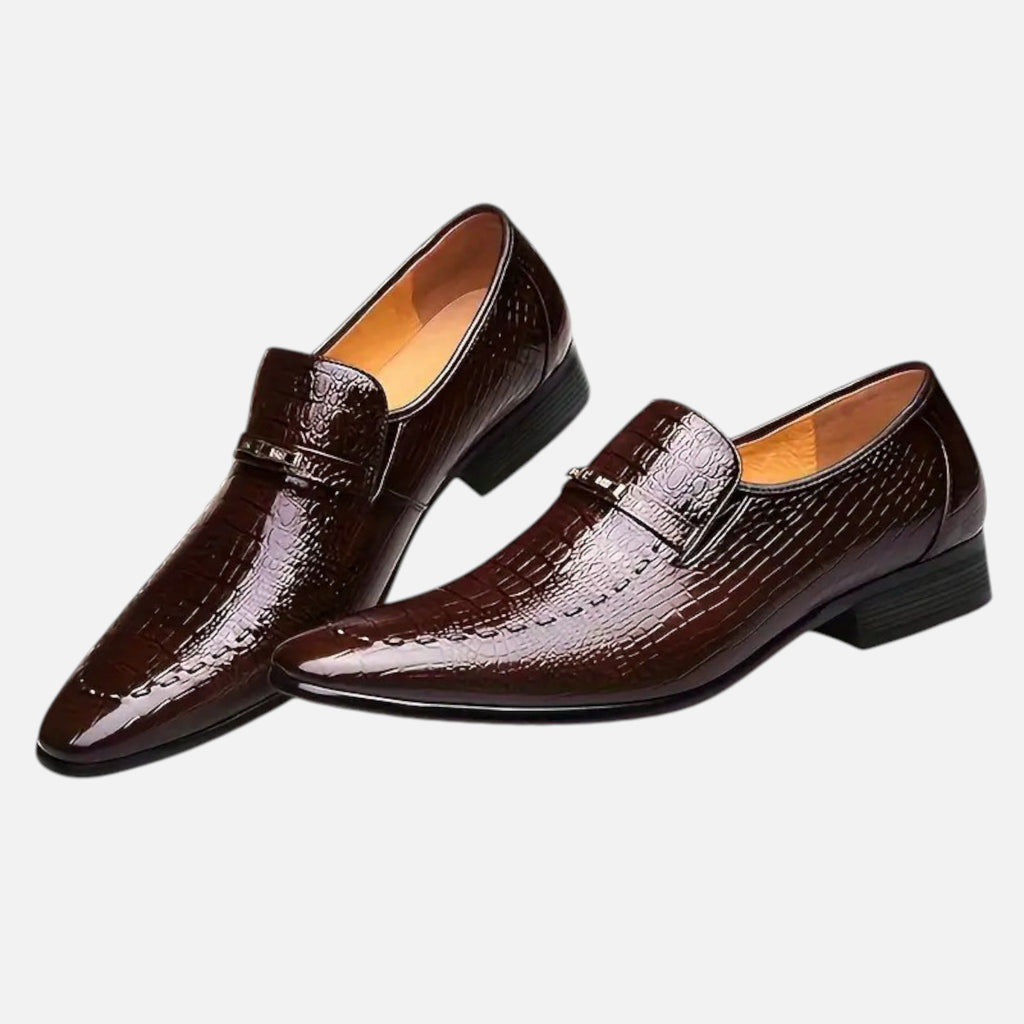 Belavyn | Menâs Crocodile-Embossed Slip-On Loafers