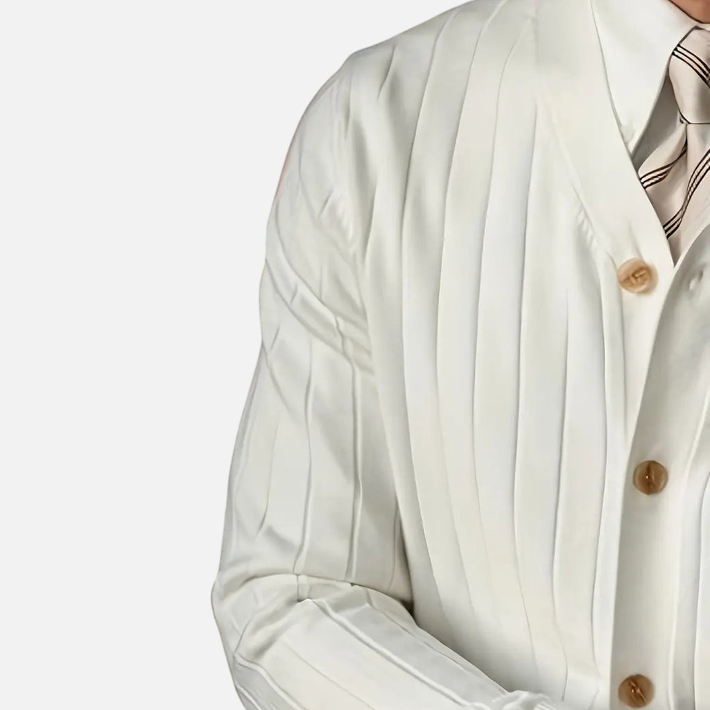 Belavyn | Men’s Wool V-Neck Cardigan #color_milky