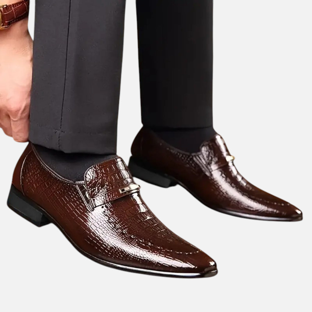 Belavyn | Menâs Crocodile-Embossed Slip-On Loafers