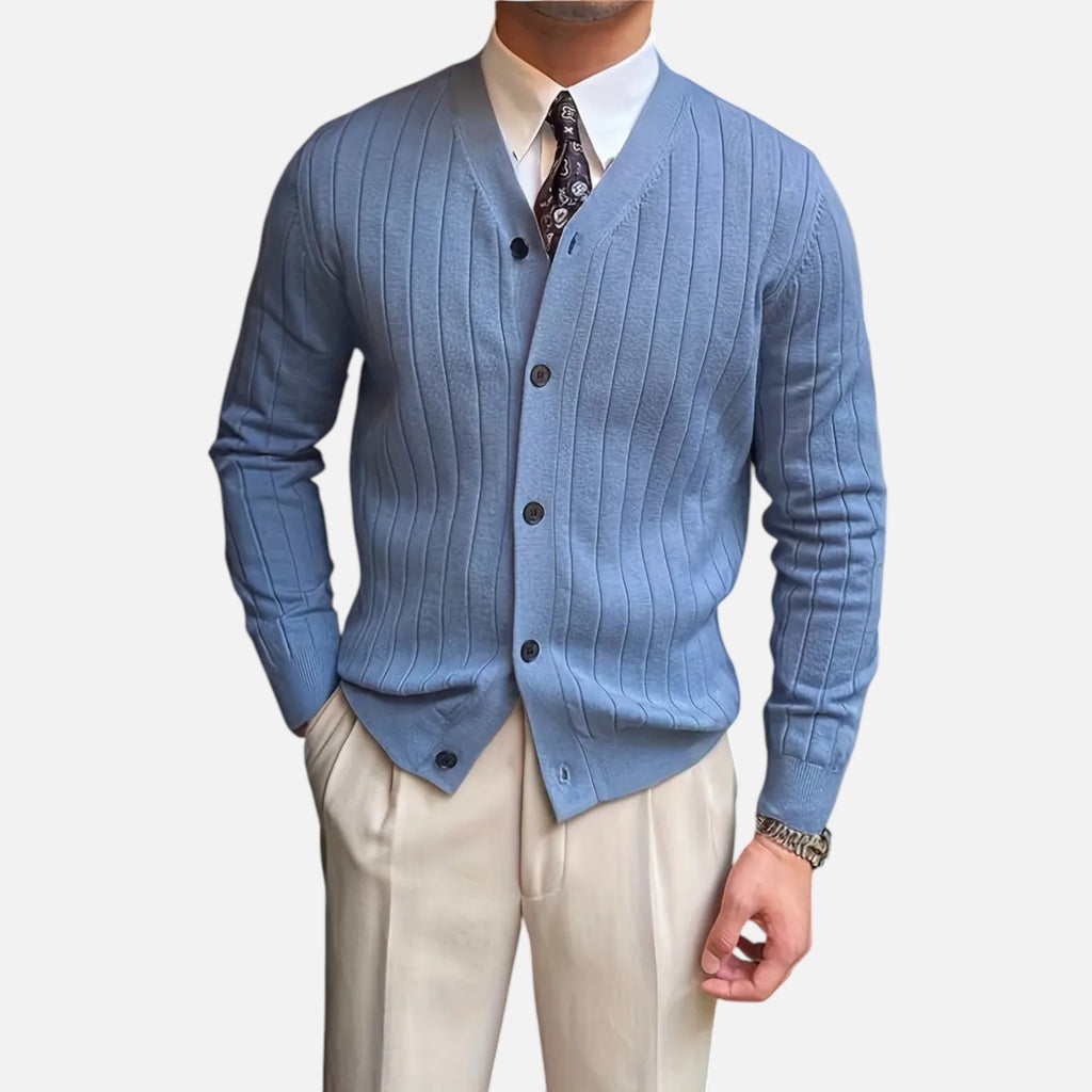 Belavyn | Men’s Wool V-Neck Cardigan #color_blue
