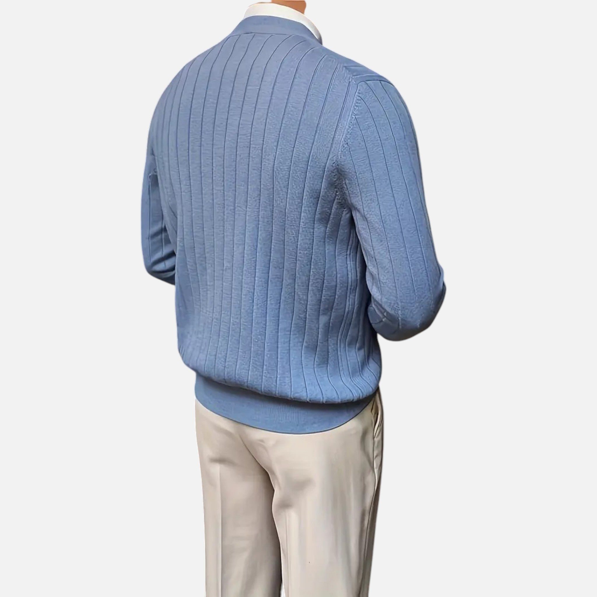 Belavyn | Men’s Wool V-Neck Cardigan #color_blue
