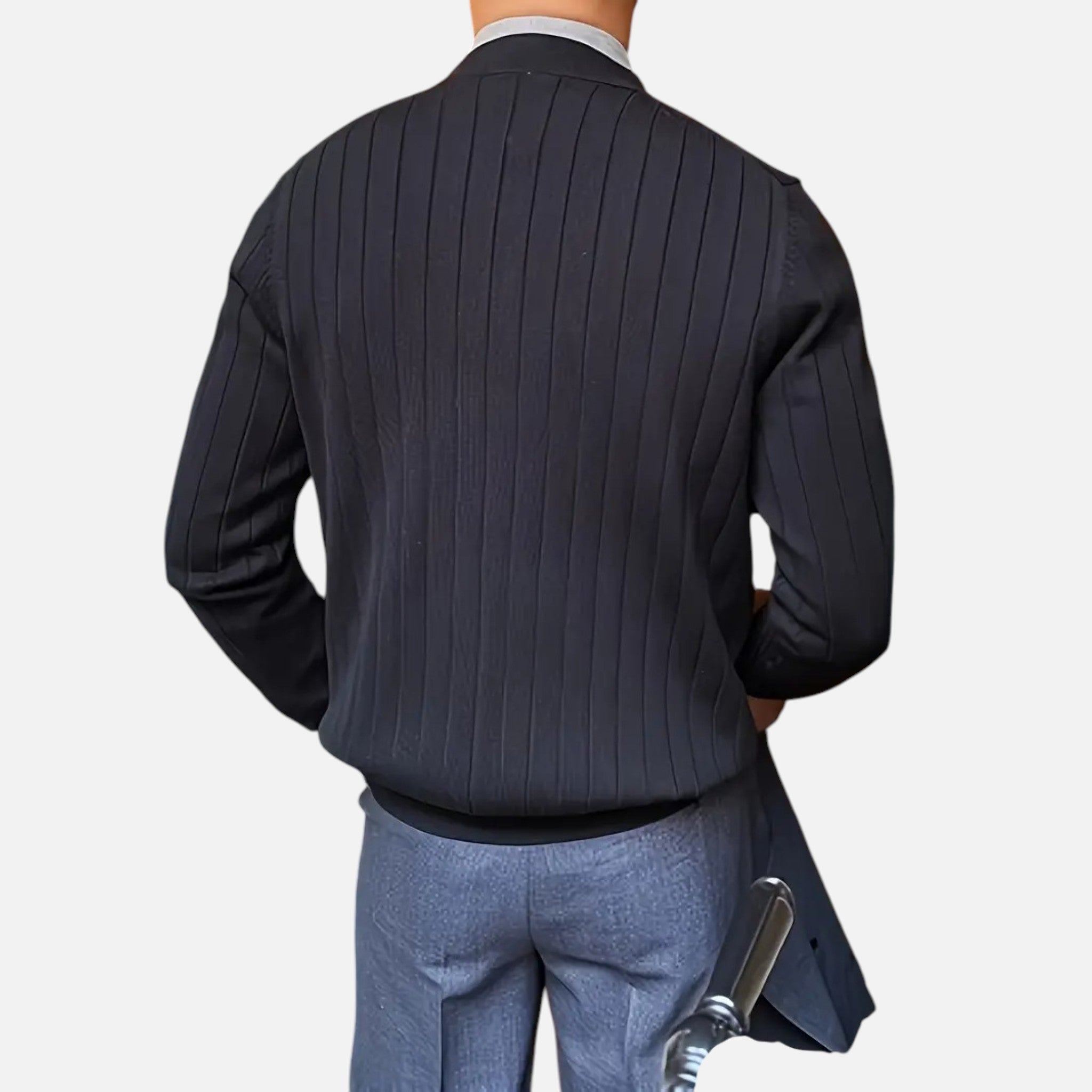 Belavyn | Men’s Wool V-Neck Cardigan #color_black