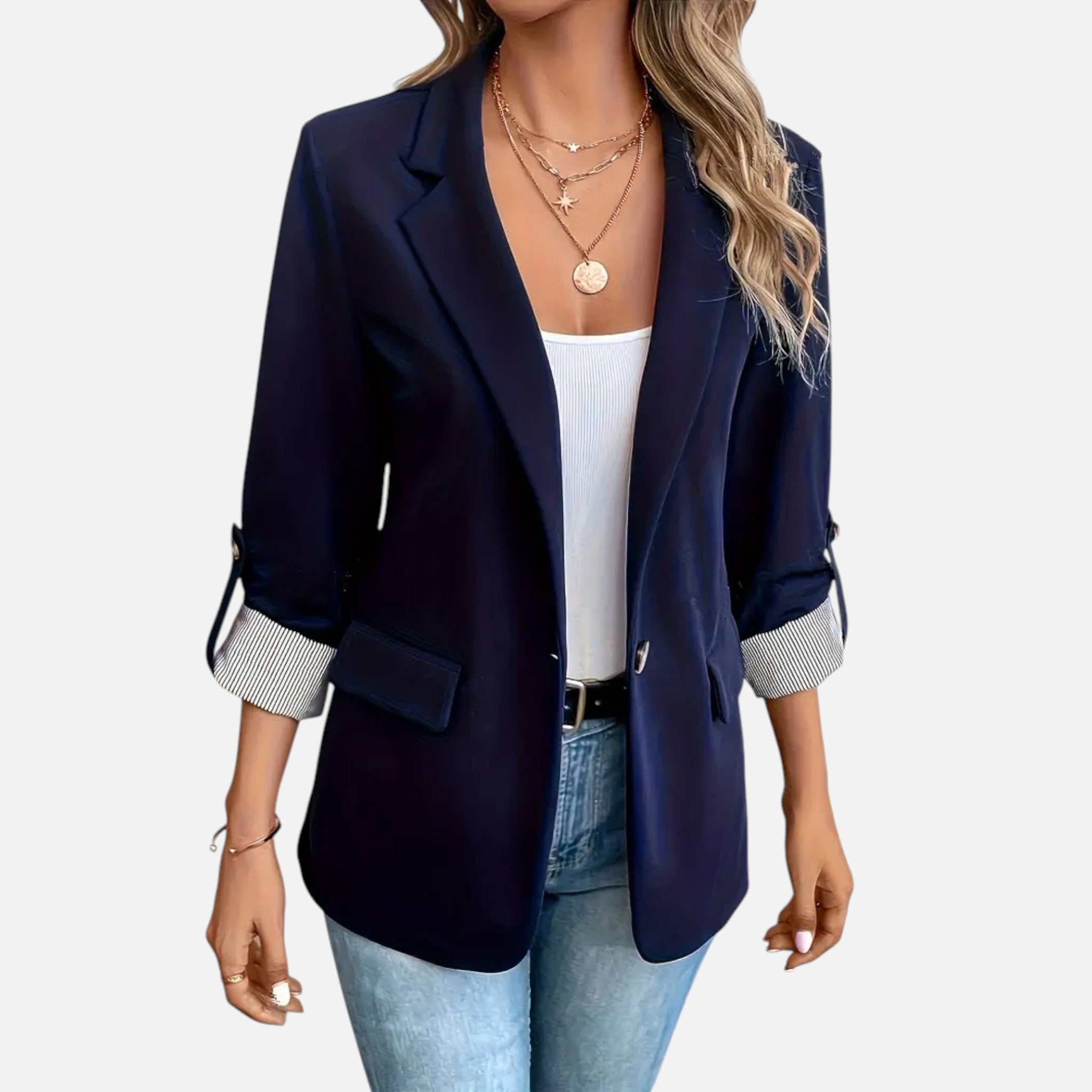 Belavynâ¯| Womenâs Riviera LightâBlue DoubleâBreasted Blazer