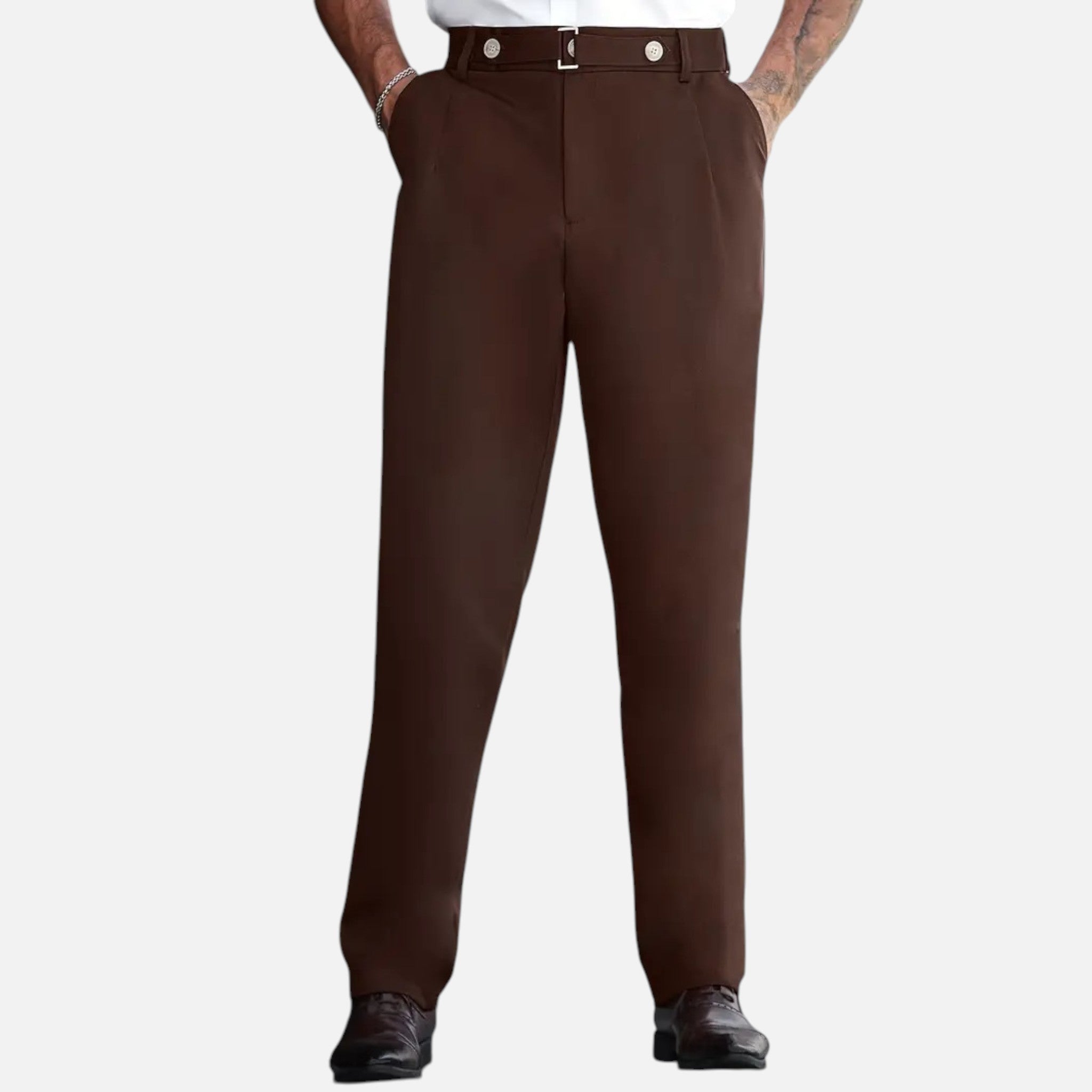 Belavyn | Men’s Heritage Straight-Leg Trousers #color_coffee