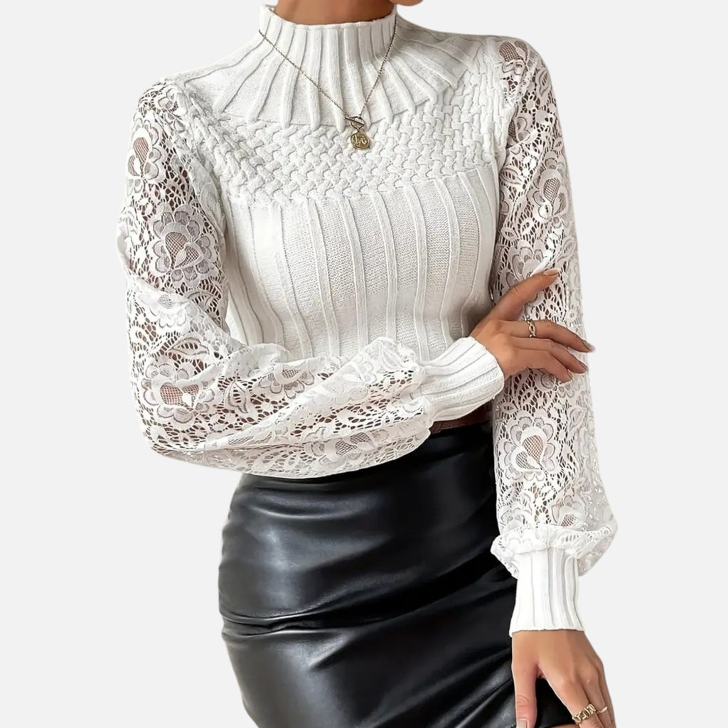 Belavyn | Womenâs GuipureâLace TurtleâNeck Sweater