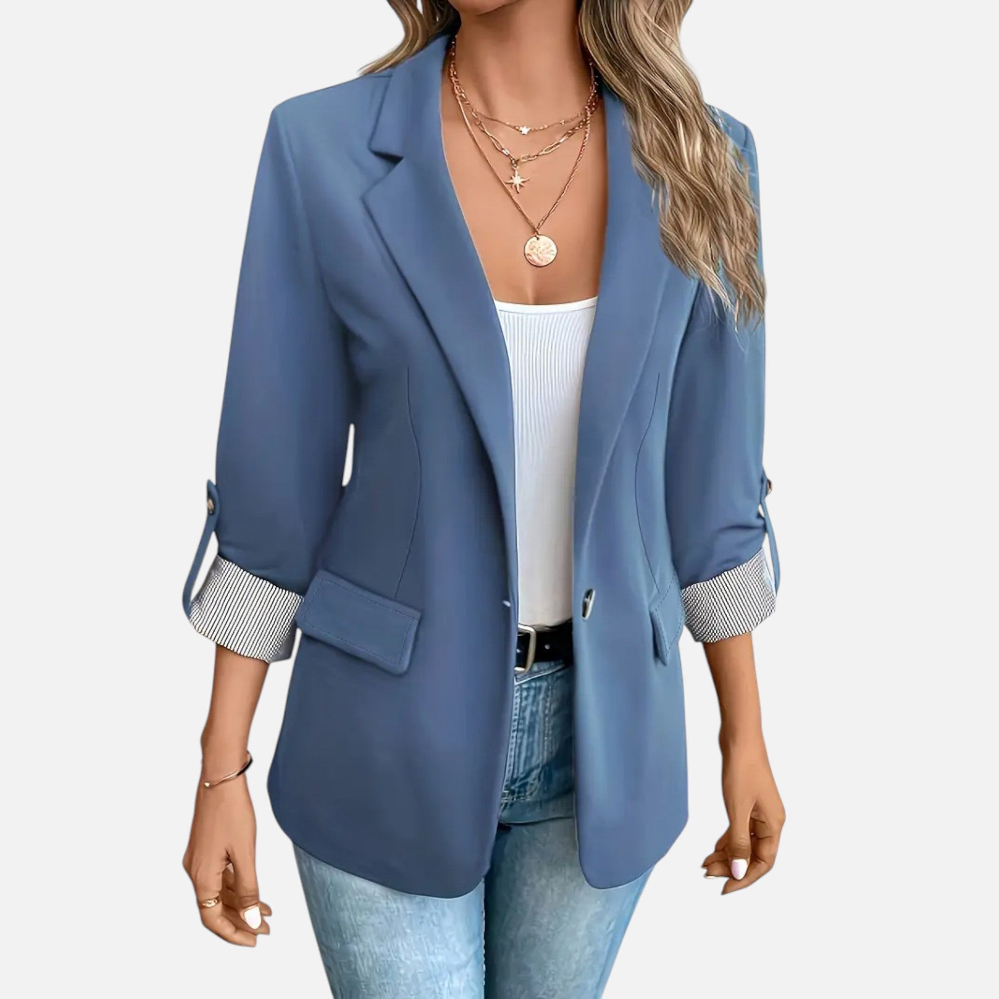 Belavynâ¯| Womenâs Riviera LightâBlue DoubleâBreasted Blazer