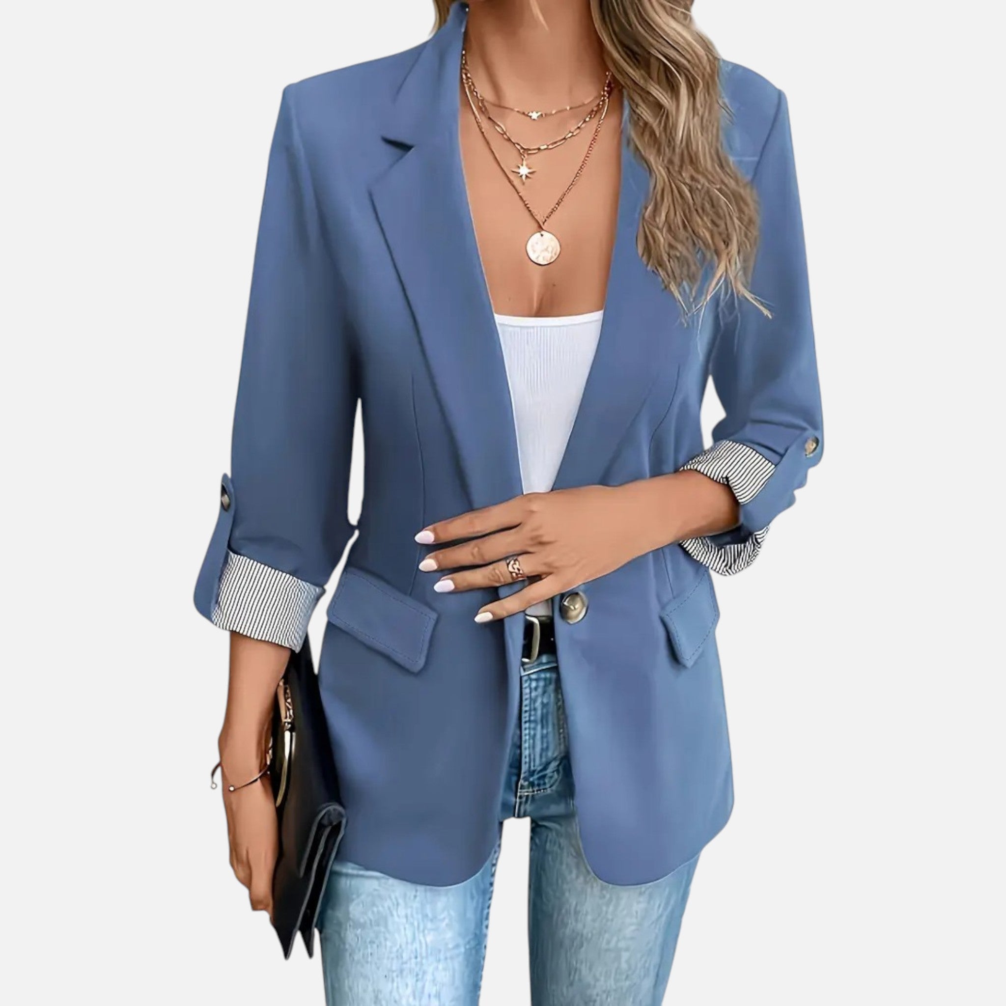 Belavynâ¯| Womenâs Riviera LightâBlue DoubleâBreasted Blazer