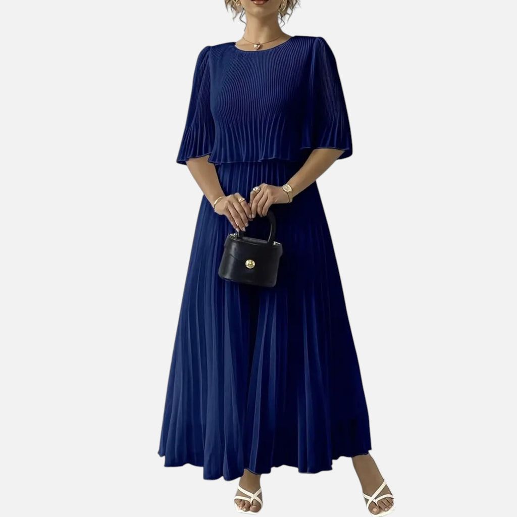 Belavyn | Womenâs Royal Blue Pleated Midi Dress