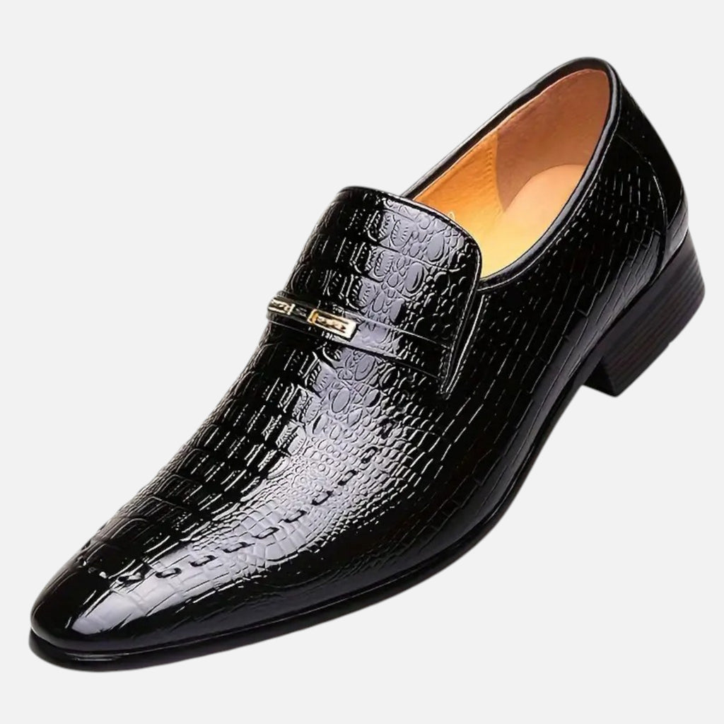Belavyn | Menâs Crocodile-Embossed Slip-On Loafers