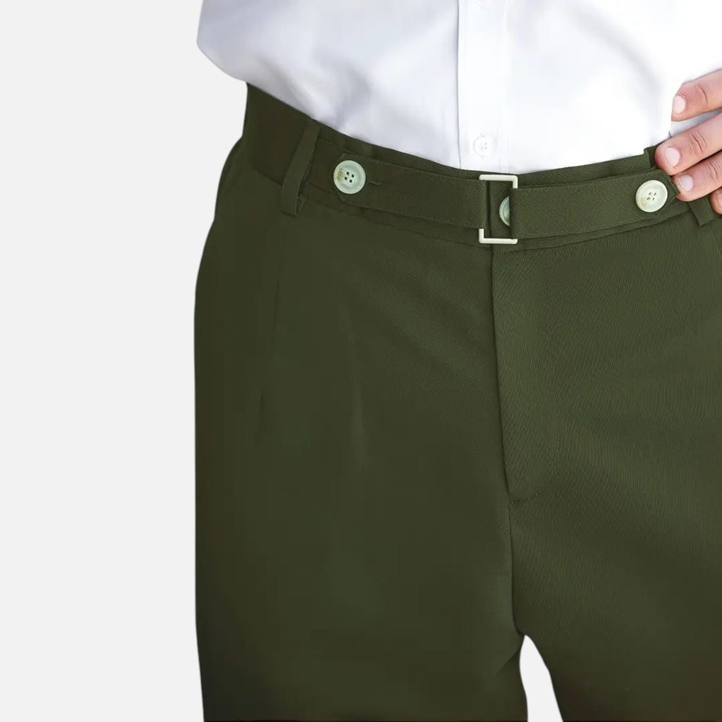 Belavyn | Men’s Heritage Straight-Leg Trousers #color_army-green