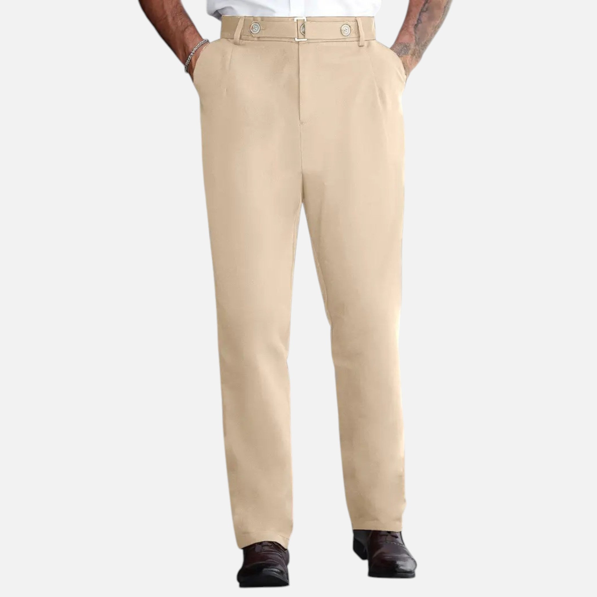 Belavyn | Men’s Heritage Straight-Leg Trousers #color_khaki