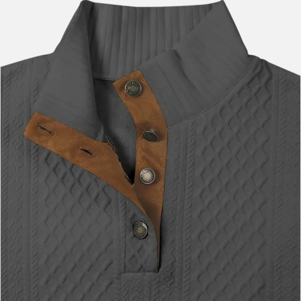 Belavyn | Menâs Cable-Knit Stand Collar Sweater