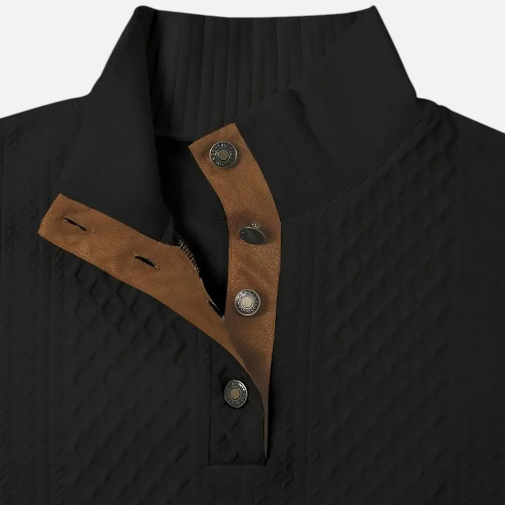 Belavyn | Menâs Cable-Knit Stand Collar Sweater