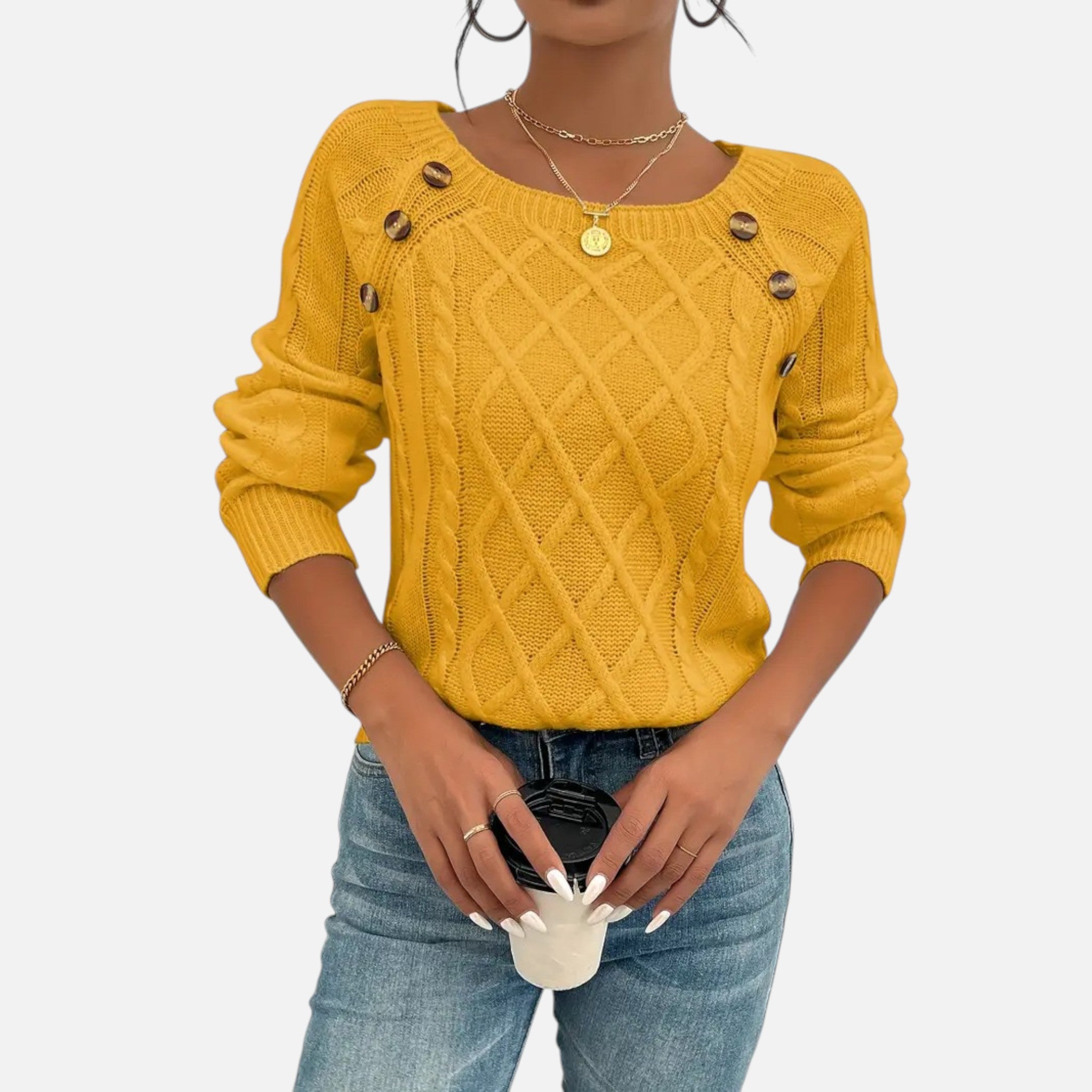 Belavynâ¯|â¯Womenâs CableâKnit LanternâSleeve Sweater