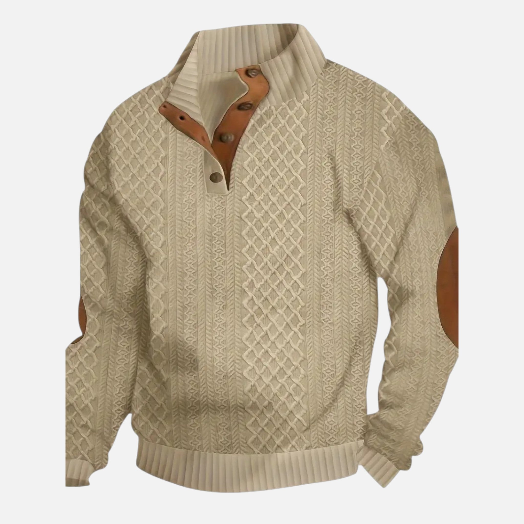 Belavyn | Menâs Cable-Knit Stand Collar Sweater