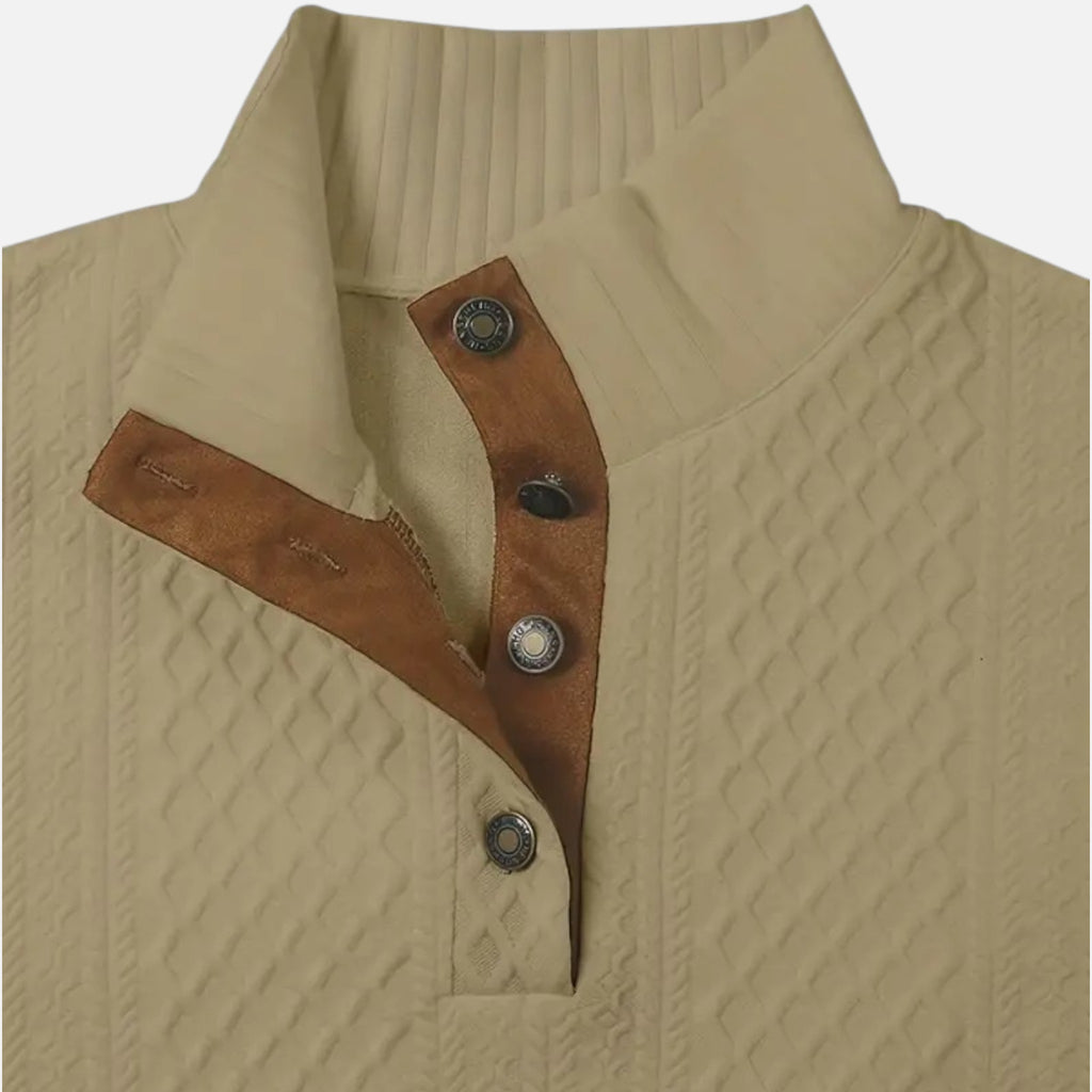 Belavyn | Menâs Cable-Knit Stand Collar Sweater