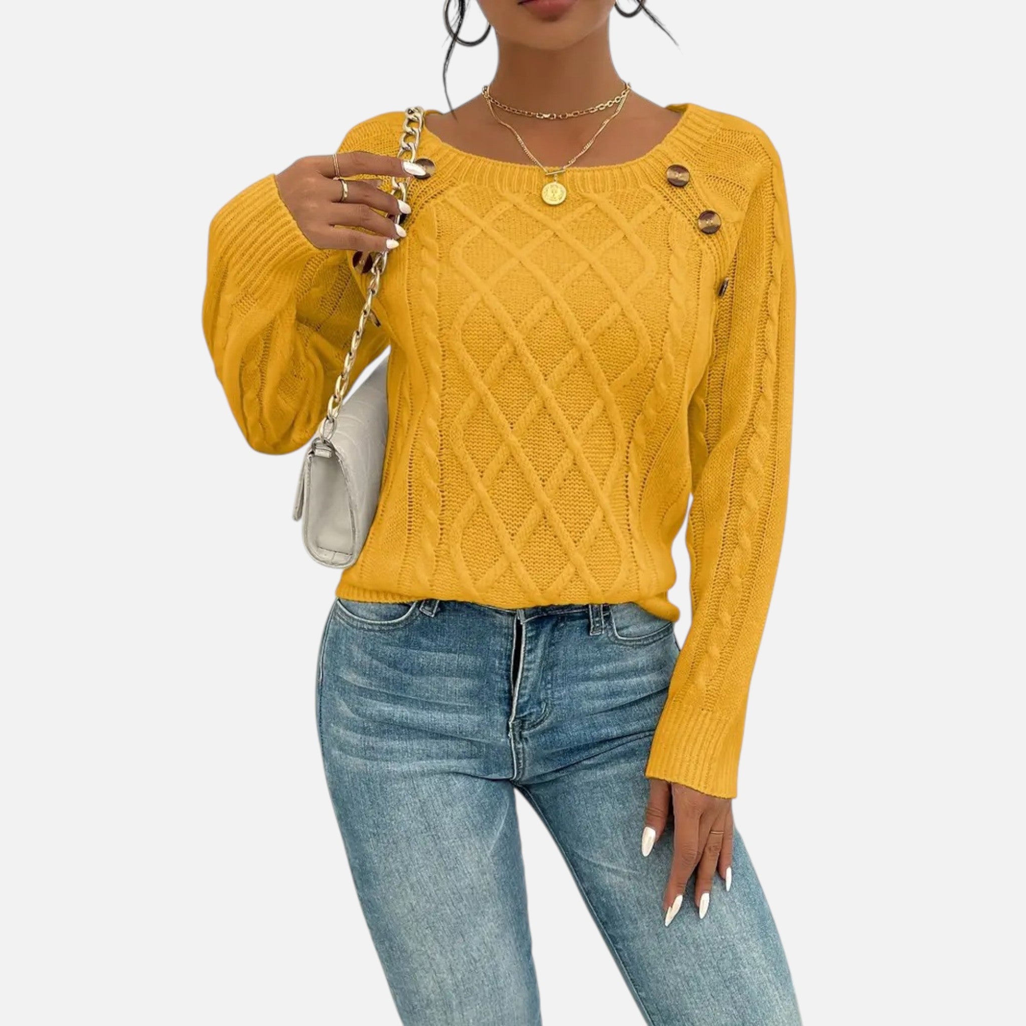 Belavynâ¯|â¯Womenâs CableâKnit LanternâSleeve Sweater