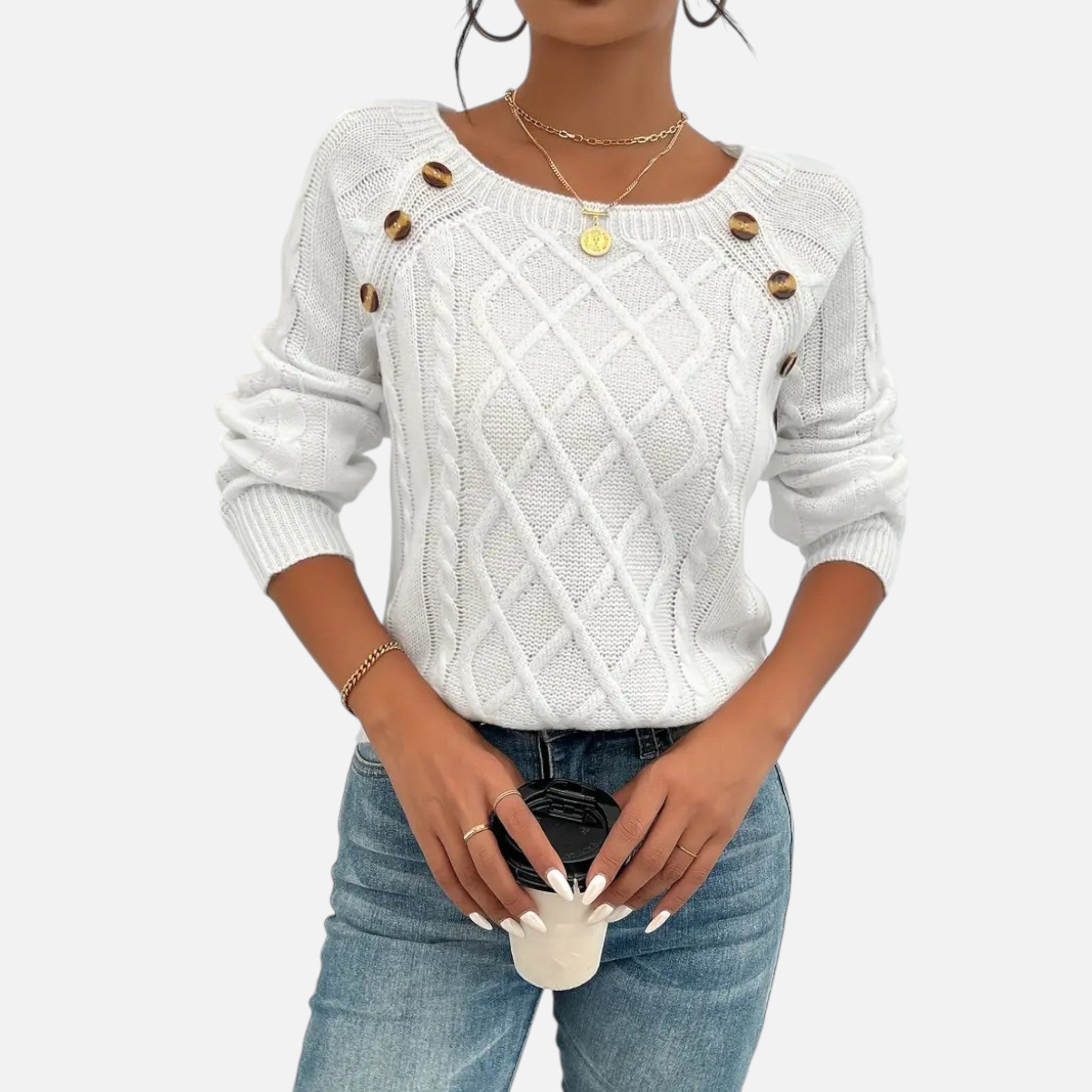 Belavynâ¯|â¯Womenâs CableâKnit LanternâSleeve Sweater
