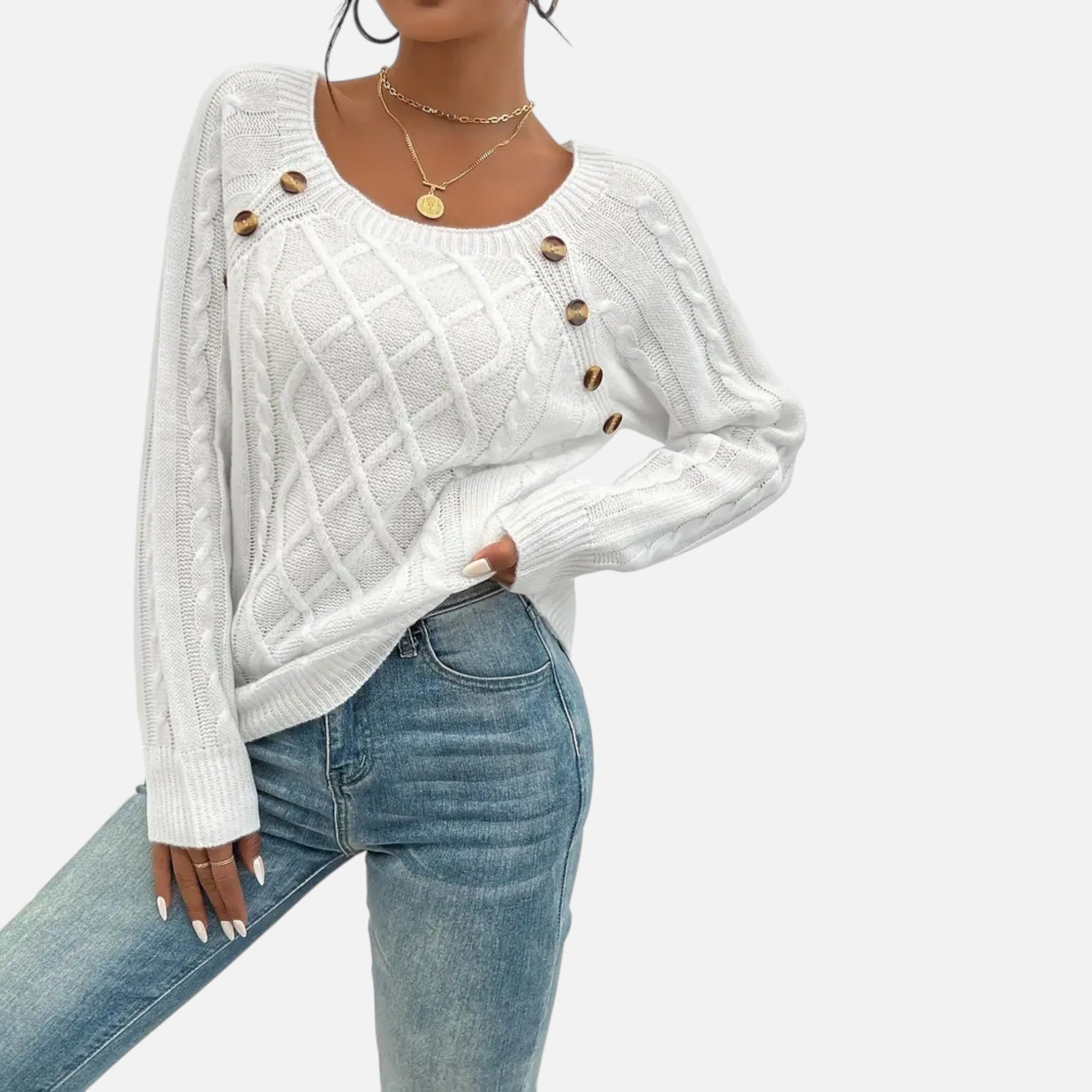 Belavynâ¯|â¯Womenâs CableâKnit LanternâSleeve Sweater