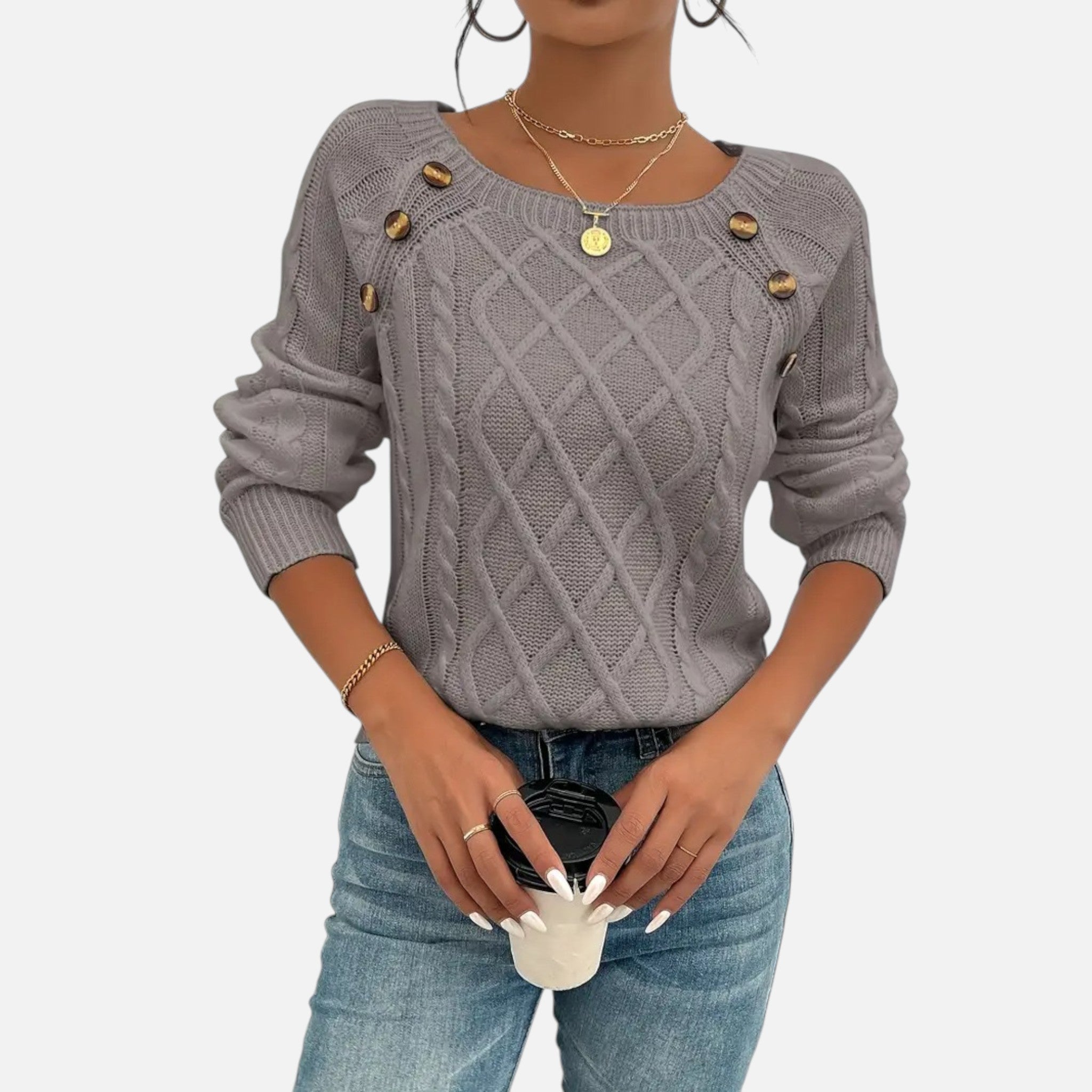 Belavynâ¯|â¯Womenâs CableâKnit LanternâSleeve Sweater