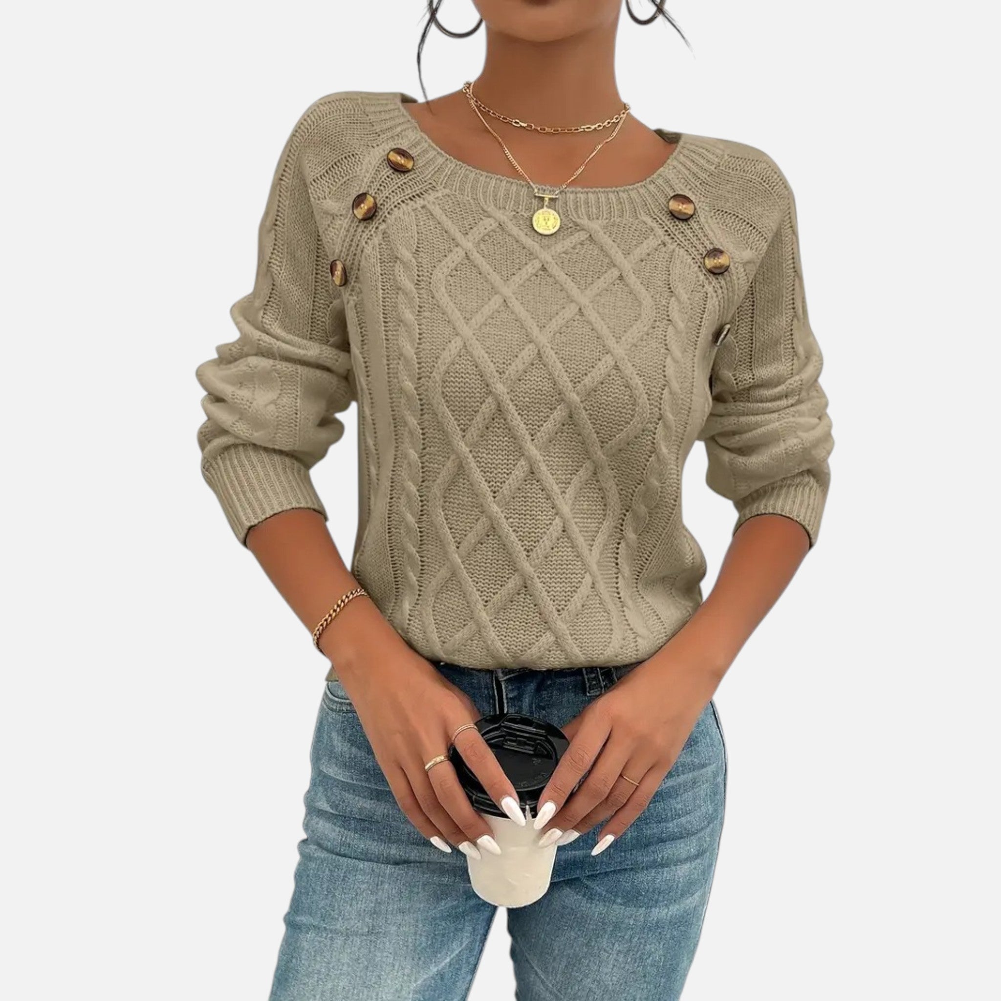 Belavynâ¯|â¯Womenâs CableâKnit LanternâSleeve Sweater