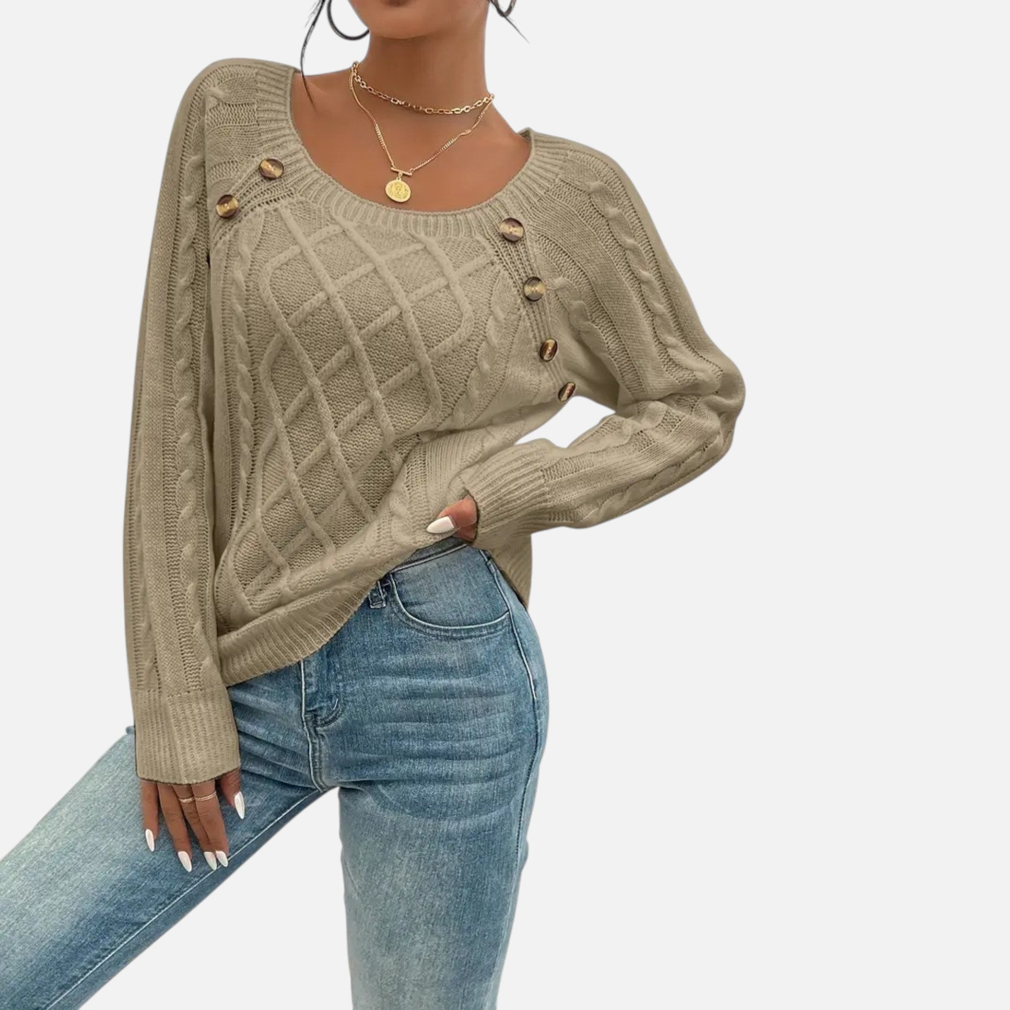 Belavynâ¯|â¯Womenâs CableâKnit LanternâSleeve Sweater
