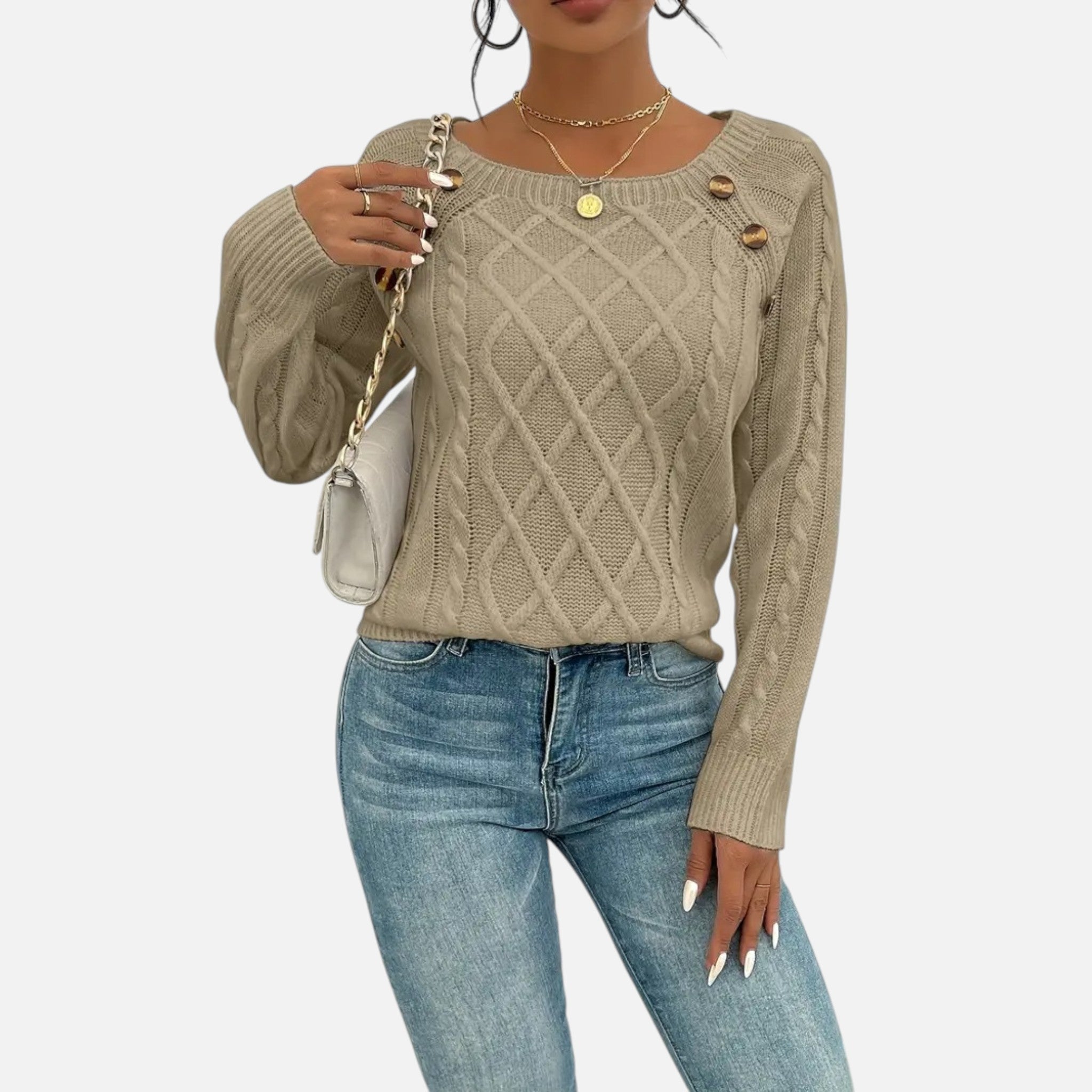 Belavynâ¯|â¯Womenâs CableâKnit LanternâSleeve Sweater