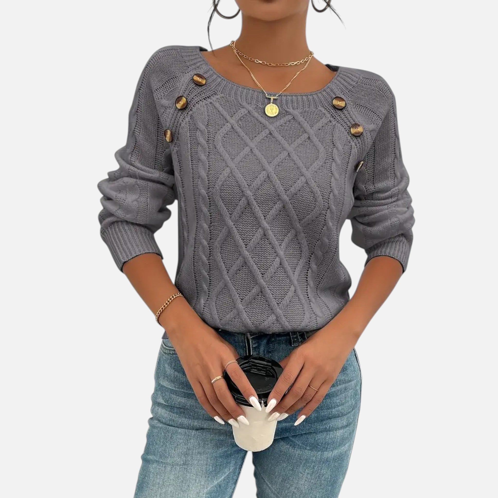 Belavynâ¯|â¯Womenâs CableâKnit LanternâSleeve Sweater
